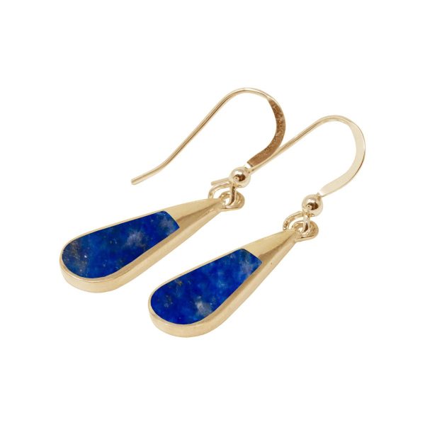 Gold Lapis Drop Earrings