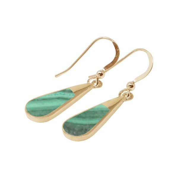 Gold Malachite Drop Earrings