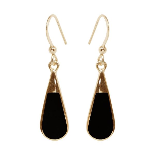 Gold Whitby Jet Drop Earrings