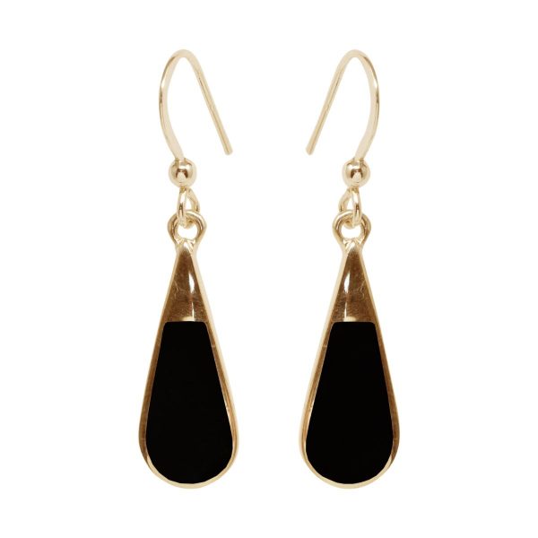 Gold Whitby Jet Drop Earrings