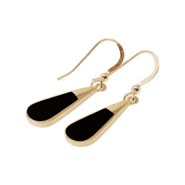 Gold Whitby Jet Drop Earrings