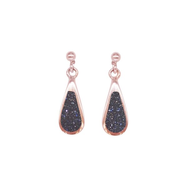 Rose Gold Blue Goldstone Drop Earrings