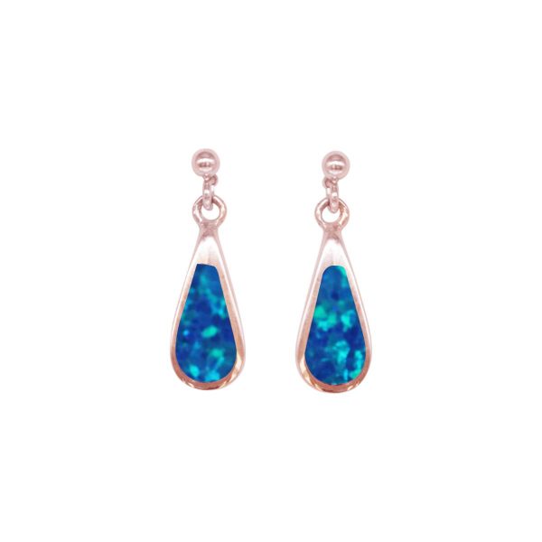 Rose Gold Opalite Cobalt Blue Drop Earrings