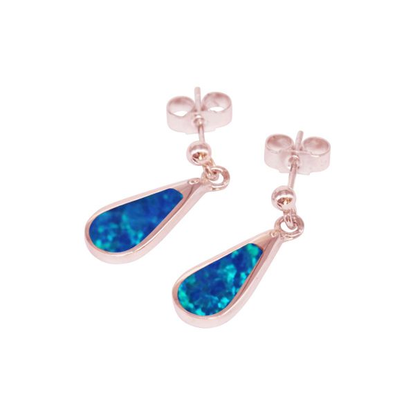 Rose Gold Opalite Cobalt Blue Drop Earrings