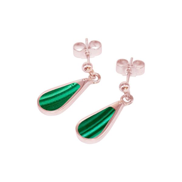 Rose Gold Malachite Drop Earrings