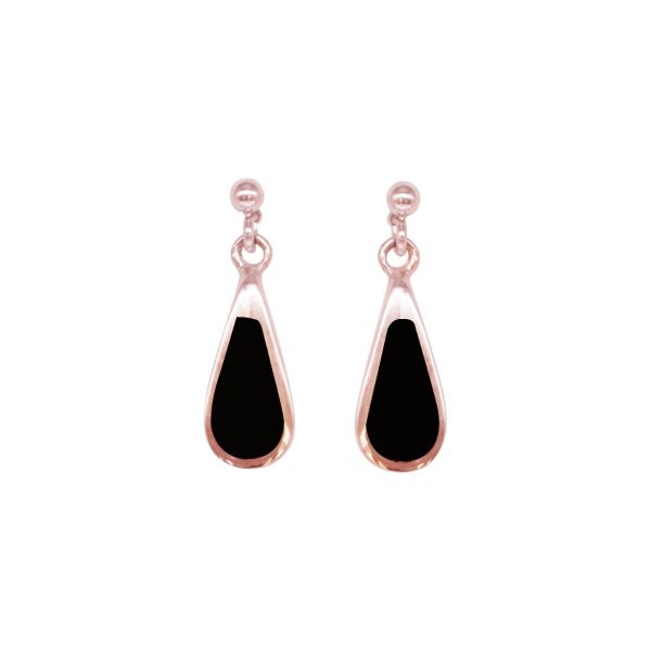 Rose Gold Whitby Jet Drop Earrings