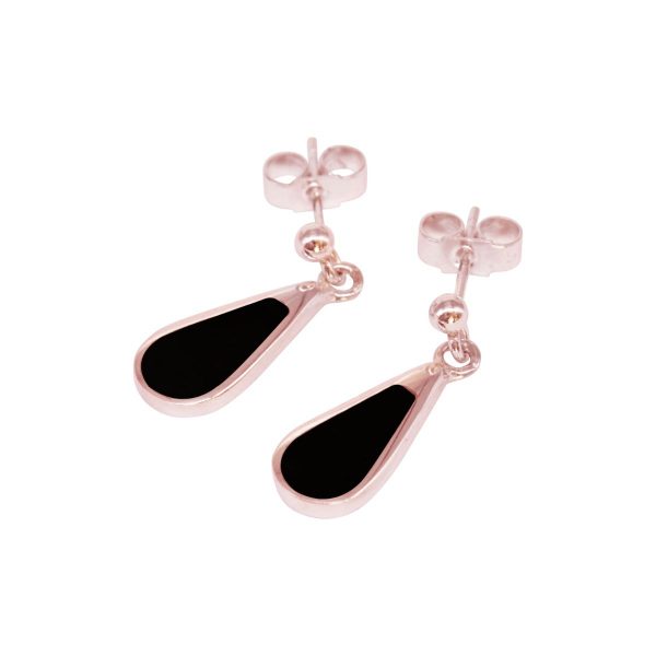 Rose Gold Whitby Jet Drop Earrings