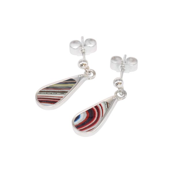 Silver Fordite Drop Earrings