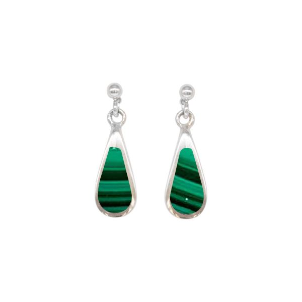 Silver Malachite Drop Earrings