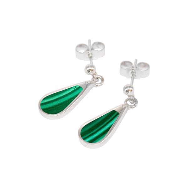 Silver Malachite Drop Earrings