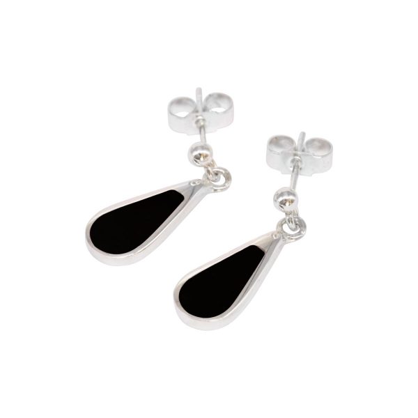 Silver Whitby Jet Drop Earrings