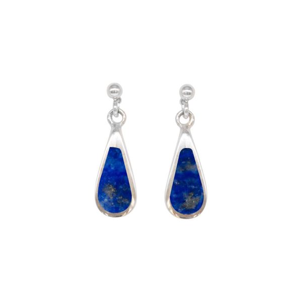 White Gold Lapis Teardrop Shaped Drop Earrings