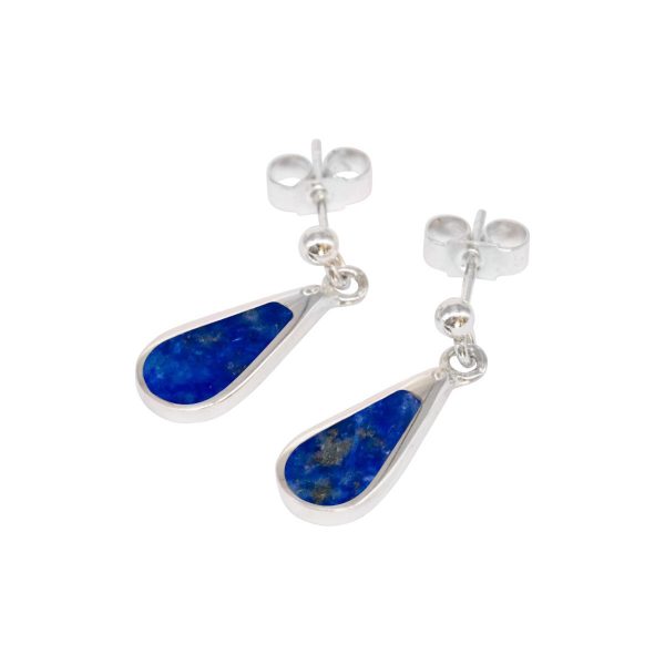 White Gold Lapis Teardrop Shaped Drop Earrings