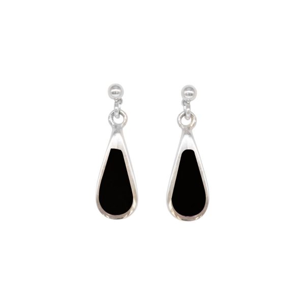 White Gold Whitby Jet Teardrop Shaped Drop Earrings