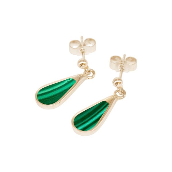 Gold Malachite Drop Earrings