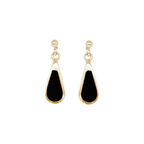 Gold Whitby Jet Drop Earrings