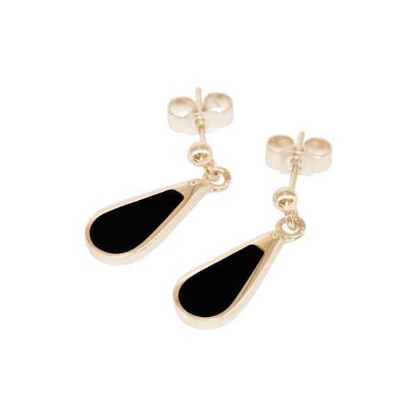 Gold Whitby Jet Drop Earrings