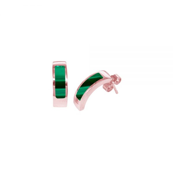 Rose Gold Malachite Stud Earrings