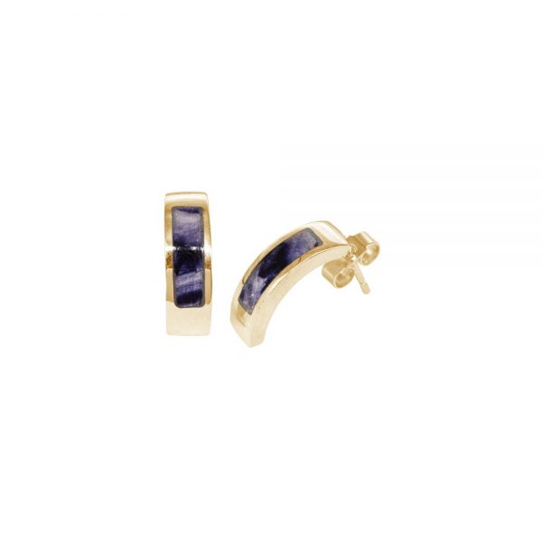 Yellow Gold Blue John Stud Earrings