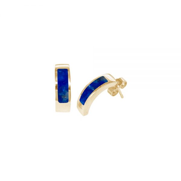 Yellow Gold Lapis Stud Earrings