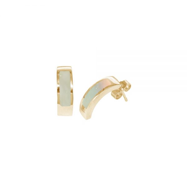 Yellow Gold Mother of Pearl Stud Earrings