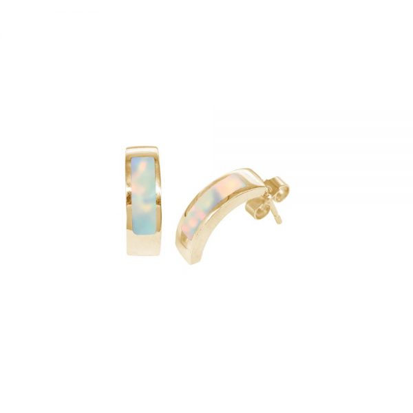 Yellow Gold Opalite Sun Ice Stud Earrings