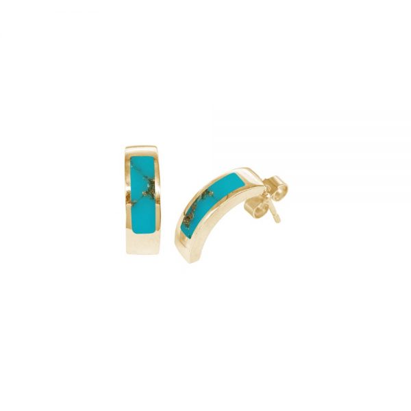 Yellow Gold Turquoise Stud Earrings