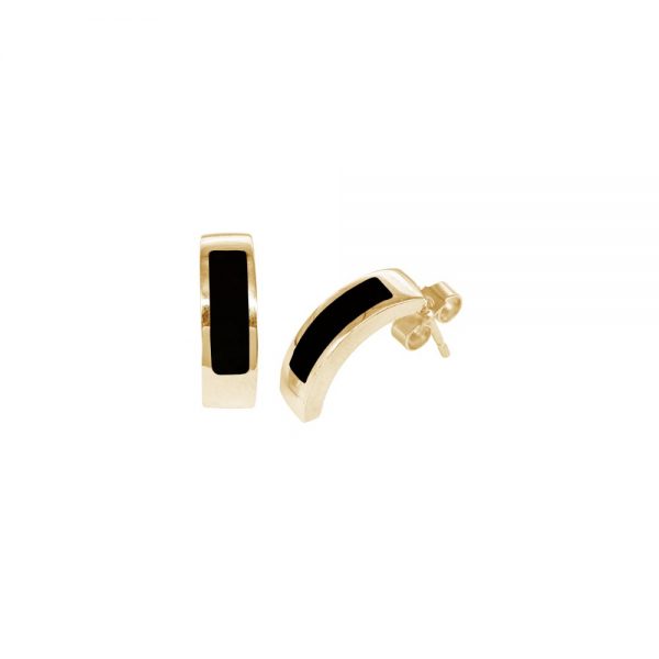 Yellow Gold Whitby Jet Stud Earrings
