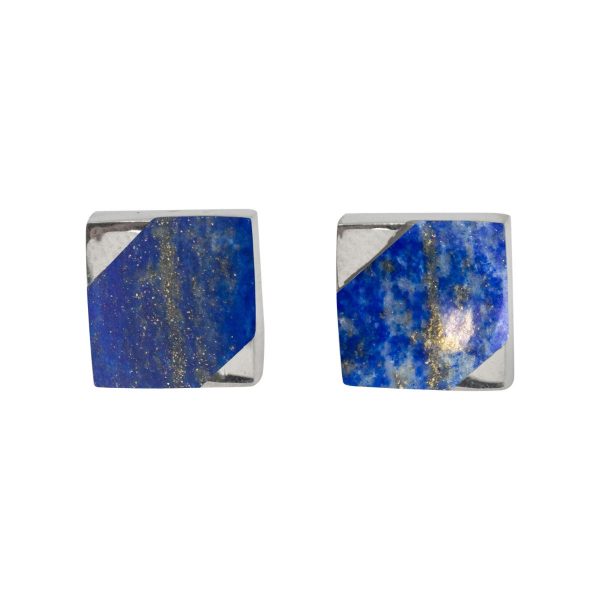 Silver Lapis Square Stud Earrings