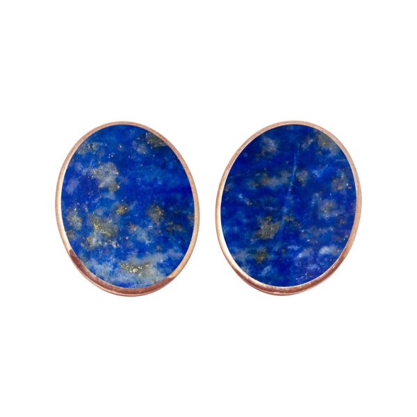 Rose Gold Lapis Oval Clip Earrings