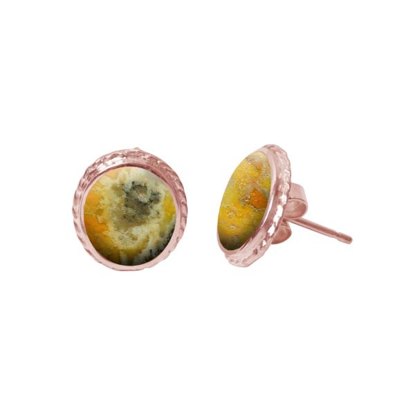 Rose Gold Bumblebee Jasper Stud Earrings