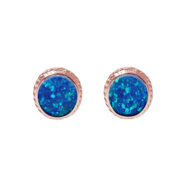 Rose Gold Cobalt Blue Opalite Stud Earrings
