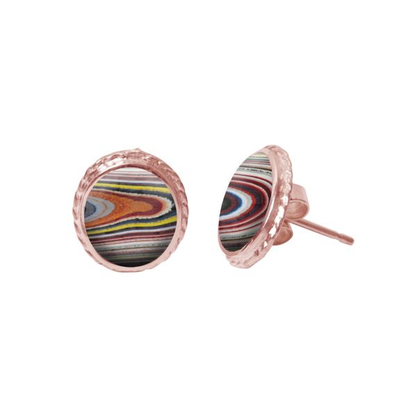 Rose Gold Fordite Stud Earrings