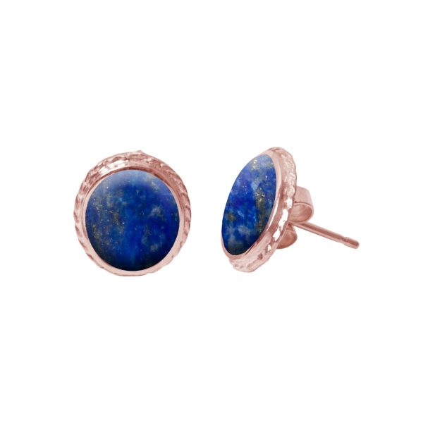 Rose Gold Lapis Stud Earrings