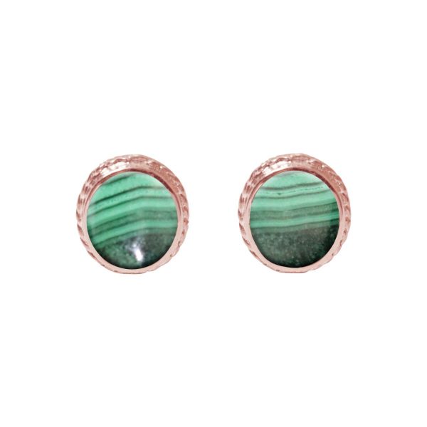 Rose Gold Malachite Stud Earrings