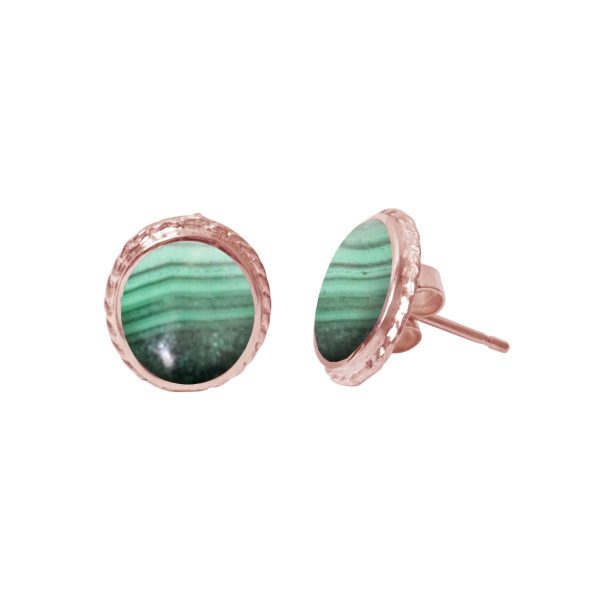 Rose Gold Malachite Stud Earrings