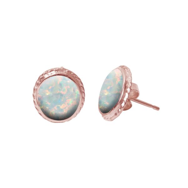 Rose Gold Opalite Sun Ice Stud Earrings