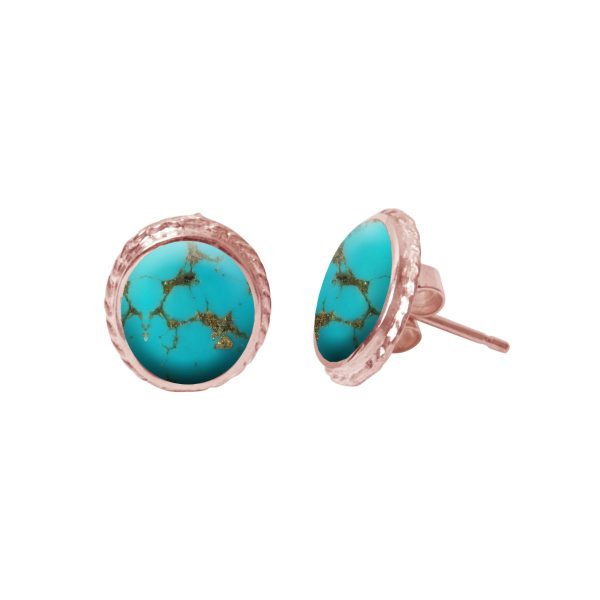 Rose Gold Turquoise Stud Earrings