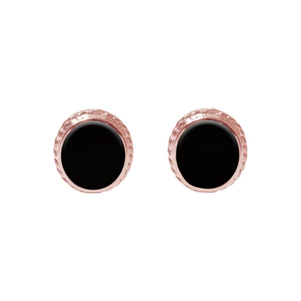 Rose Gold Whitby Jet Stud Earrings