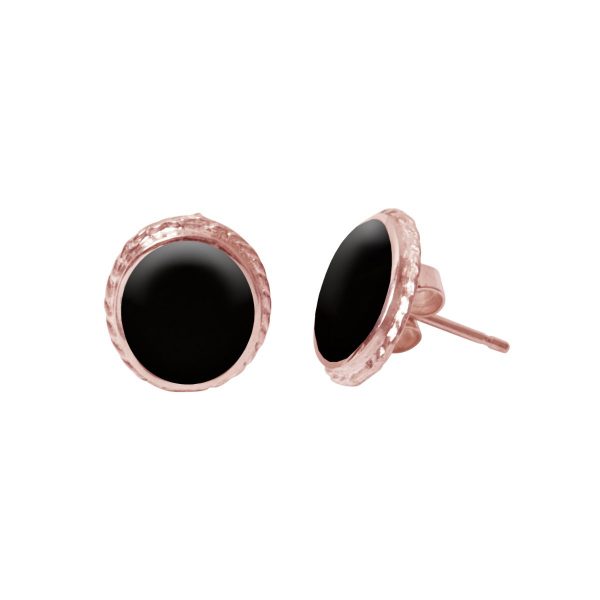 Rose Gold Whitby Jet Stud Earrings