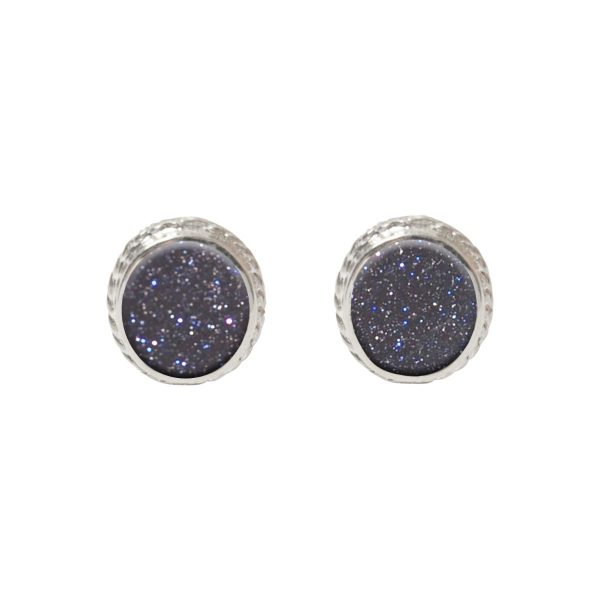 Silver Blue Goldstone Studs