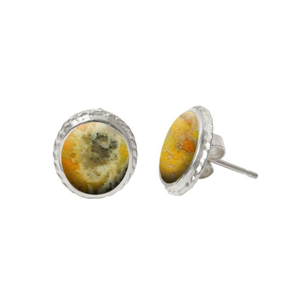 Silver Bumblebee Jasper Stud Earrings