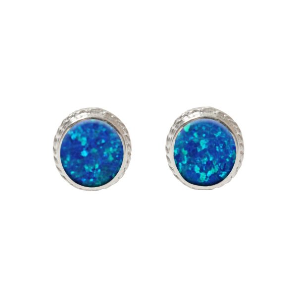 Silver Cobalt Blue Opalite Stud Earrings