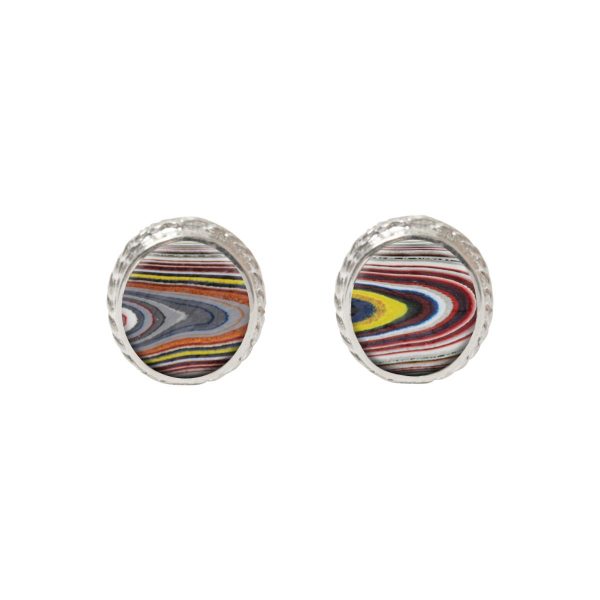 Silver Fordite Stud Earrings