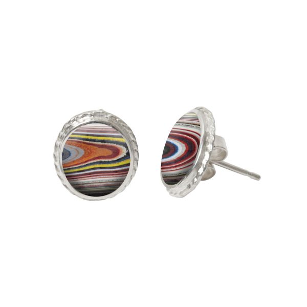 Silver Fordite Stud Earrings