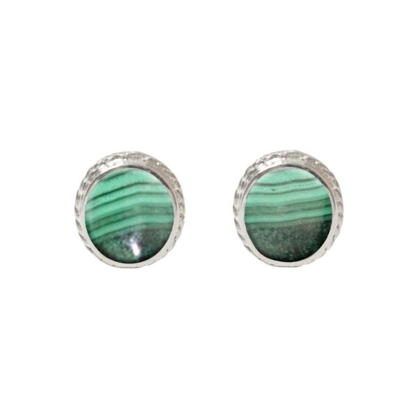 Silver Malachite Stud Earrings