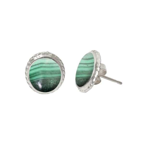 Silver Malachite Stud Earrings