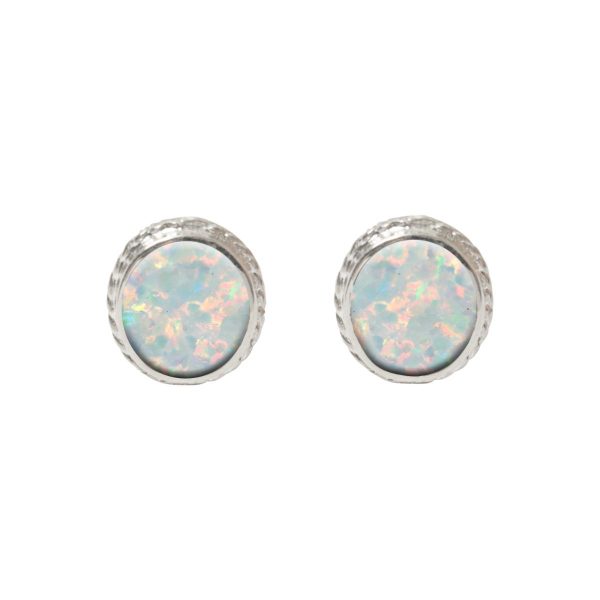 Silver Opalite Sun Ice Stud Earrings