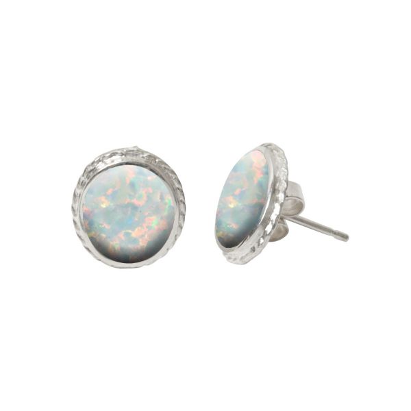 Silver Opalite Sun Ice Stud Earrings