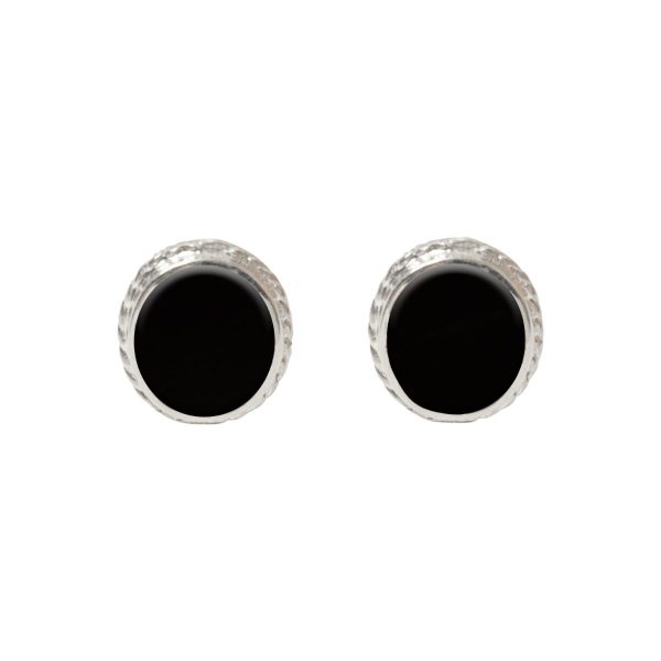 Silver Whitby Jet Stud Earrings